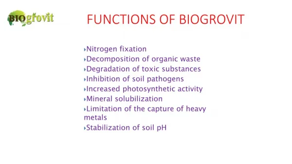 FUNCTIONS OF BIOGROVIT