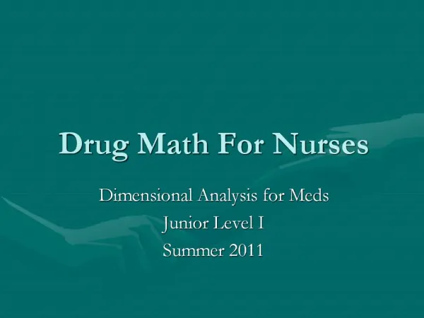 Drug Math For Nurses