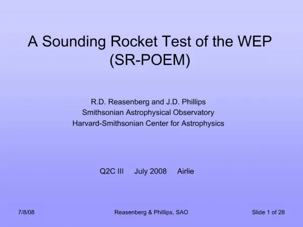 A Sounding Rocket Test of the WEP SR-POEM