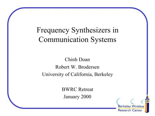 Frequency Synthesizers in Communication Systems