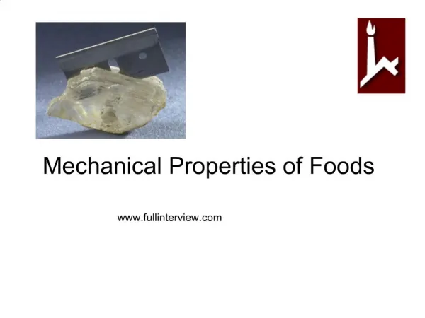 Mechanical Properties of Foods