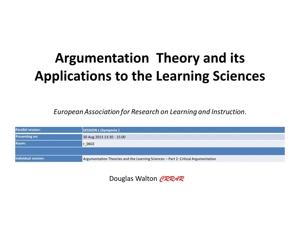 argumentation theory and its applications to the learning sciences