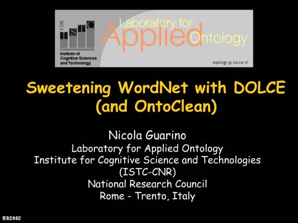Sweetening WordNet with DOLCE and OntoClean