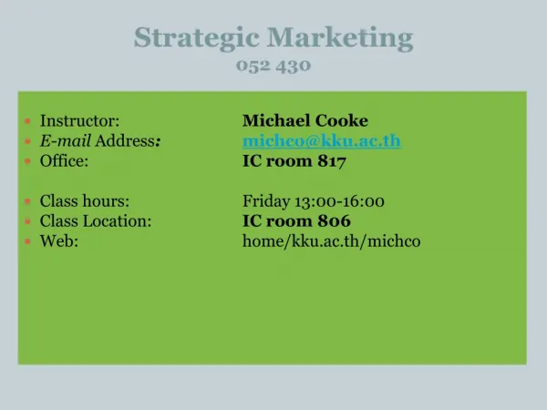 Strategic Marketing 052 430
