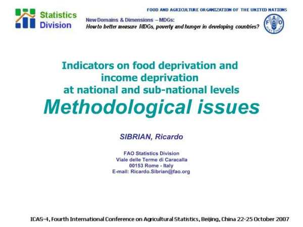 Indicators on food deprivation and income deprivation at national and sub-national levels Methodological issues SIBRI