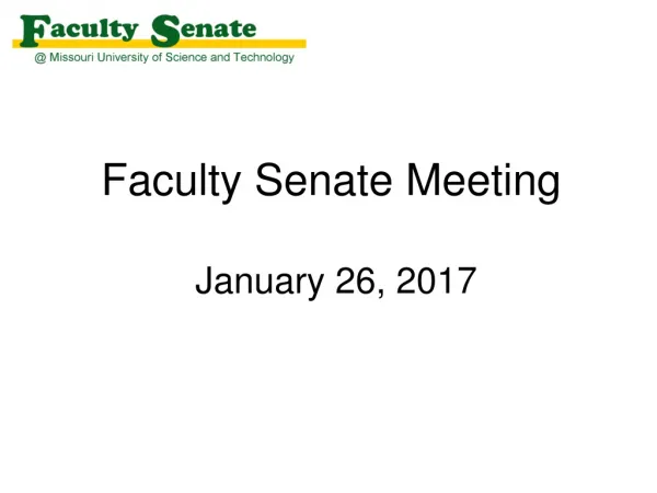 Faculty Senate Meeting January 26, 2017