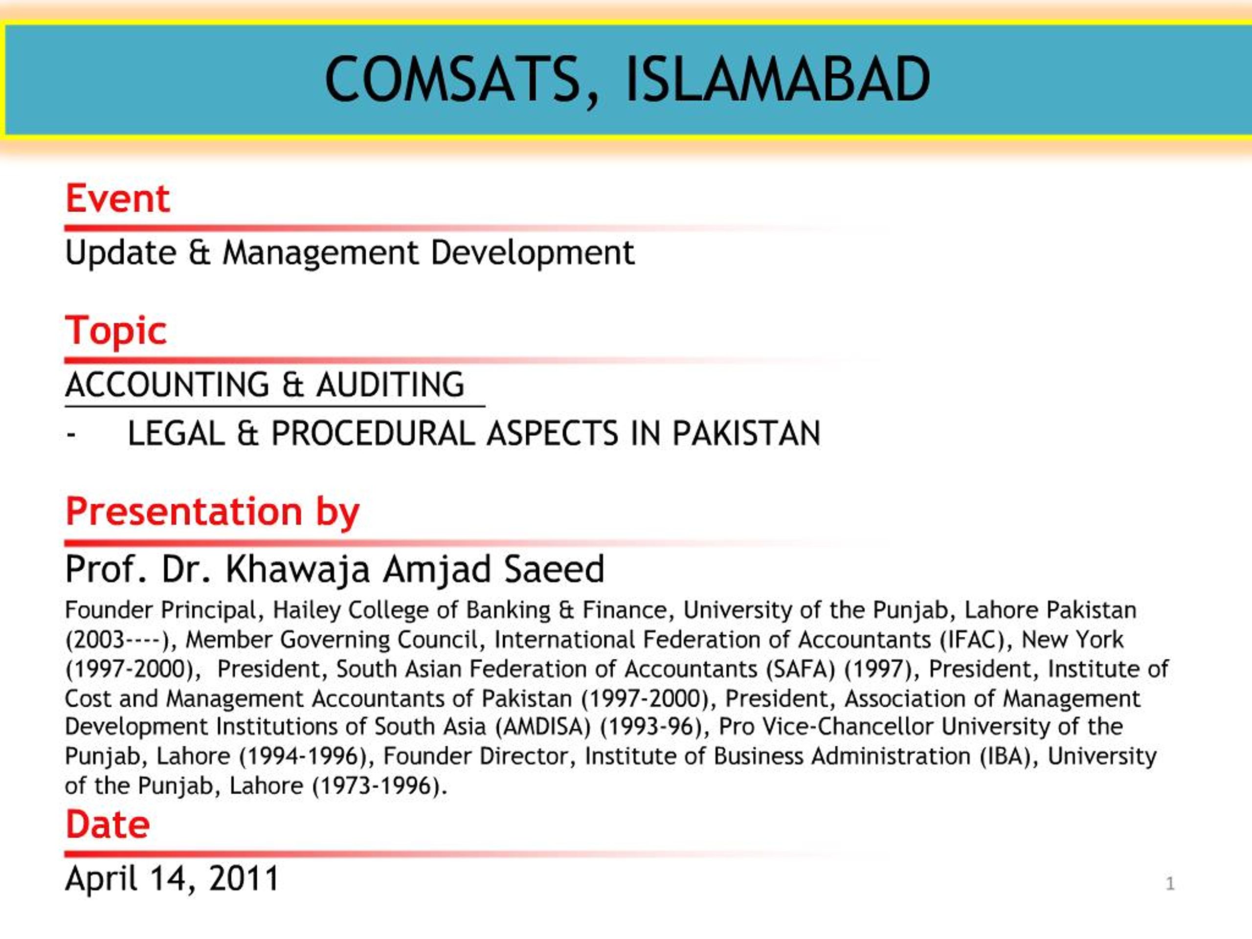 PPT - COMSATS, ISLAMABAD PowerPoint Presentation, free download - ID:589969