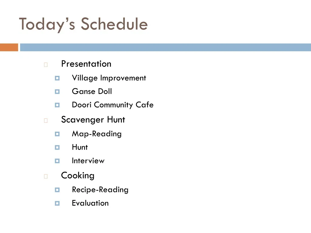 today s schedule