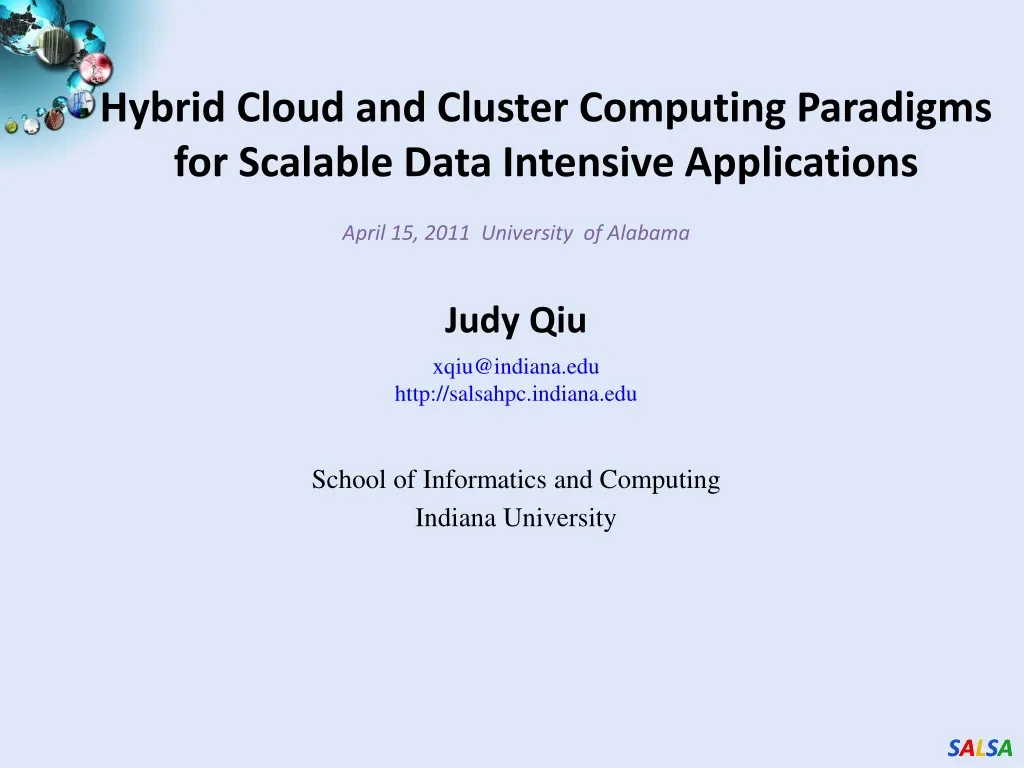 hybrid cloud and cluster computing paradigms for scalable data intensive applications