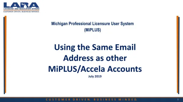 Using the Same Email Address as other MiPLUS/Accela Accounts July 2019