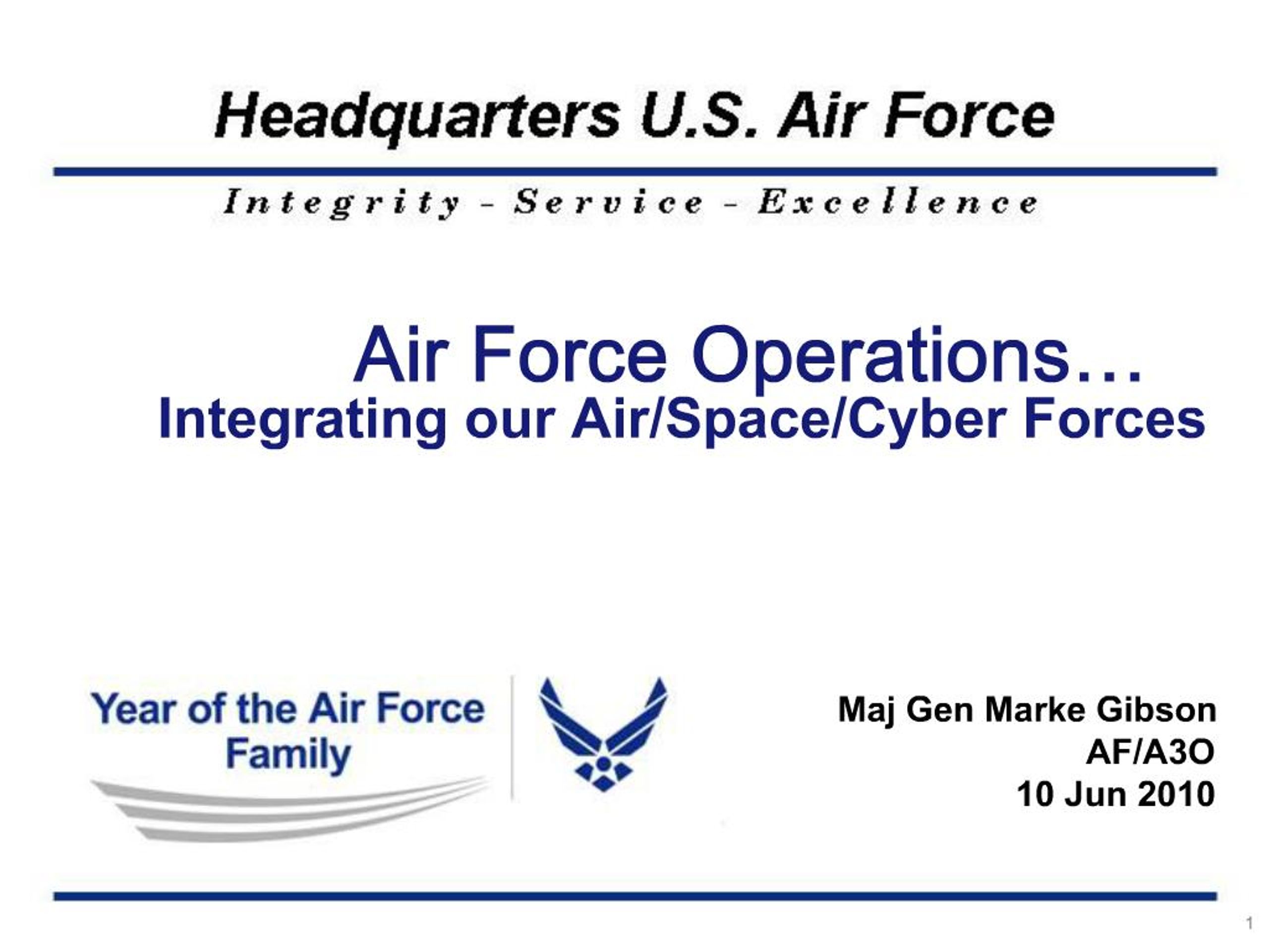 PPT - Air Force Operations Integrating our Air PowerPoint Presentation ...
