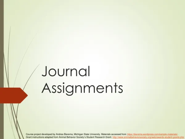 Journal Assignments
