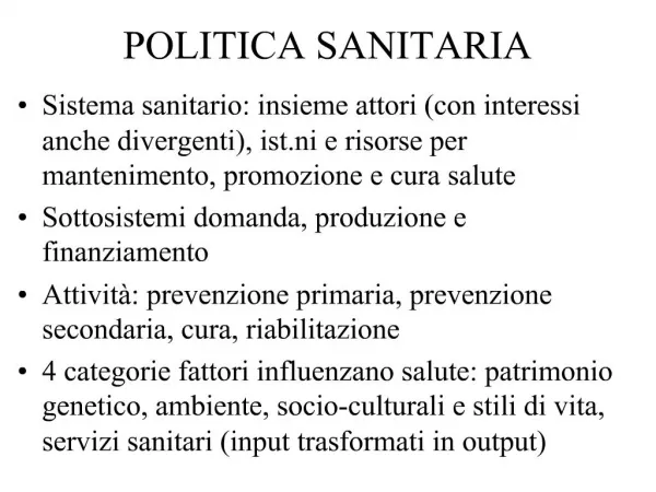 POLITICA SANITARIA