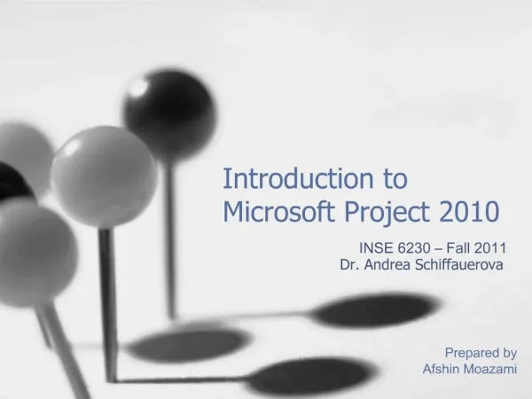 Introduction to Microsoft Project 2010