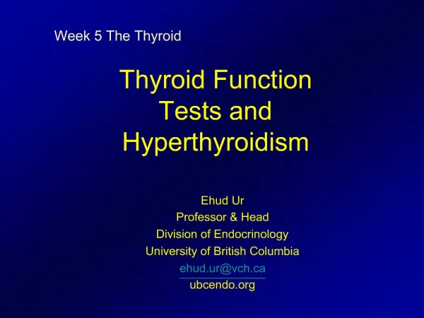 Thyroid Function Tests and Hyperthyroidism