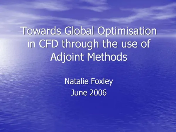 Towards Global Optimisation in CFD through the use of Adjoint Methods