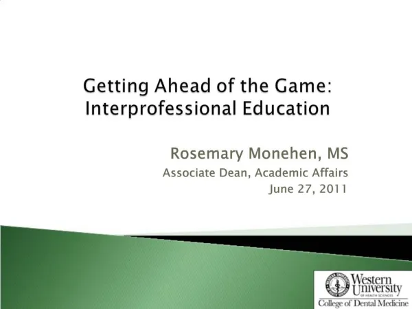 Getting Ahead of the Game: Interprofessional Education