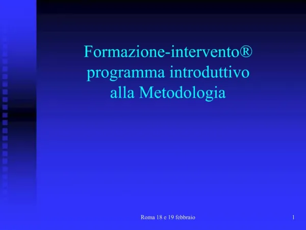 Formazione-intervento programma introduttivo alla Metodologia