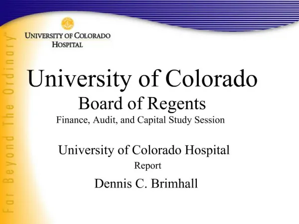University of Colorado Board of Regents Finance, Audit, and Capital Study Session