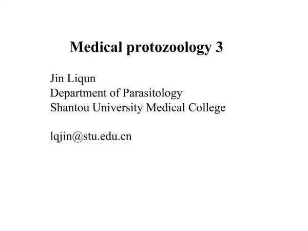 Medical protozoology 3