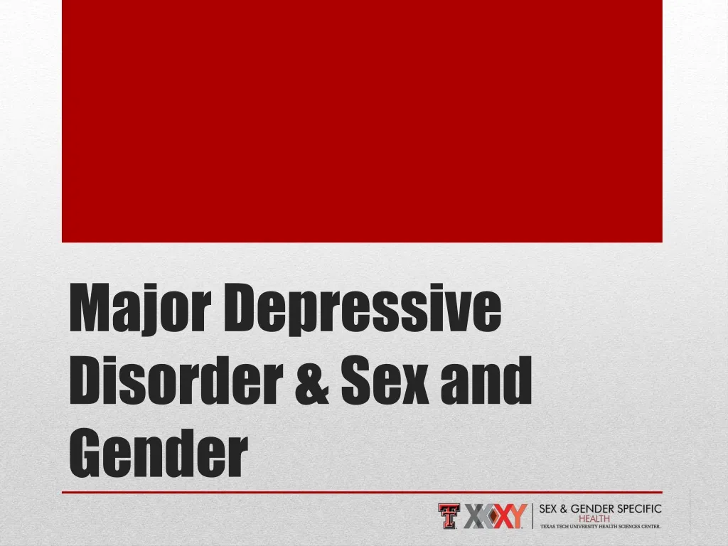 major depressive disorder sex and gender