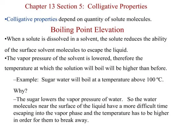 Chapter 13 Section 5: Colligative Properties