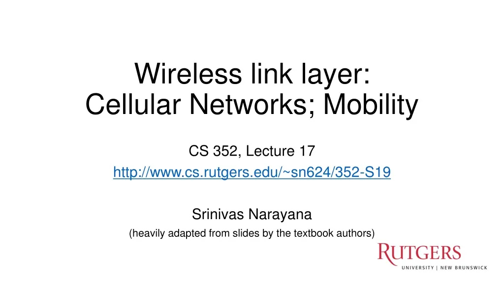 wireless link layer cellular networks mobility