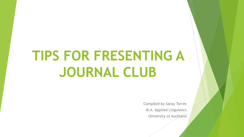 tips for fresenting a journal club