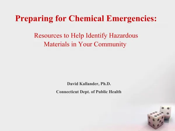 Preparing for Chemical Emergencies: Resources to Help Identify Hazardous Materials in Your Community