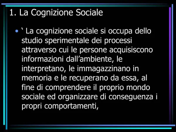 1. La Cognizione Sociale