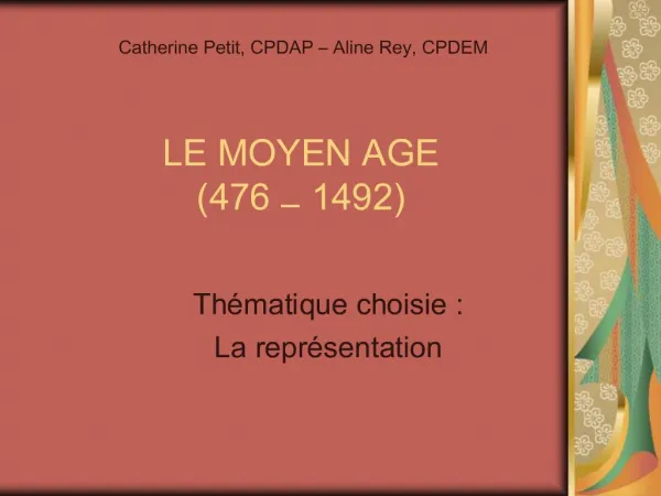 LE MOYEN AGE 476 1492