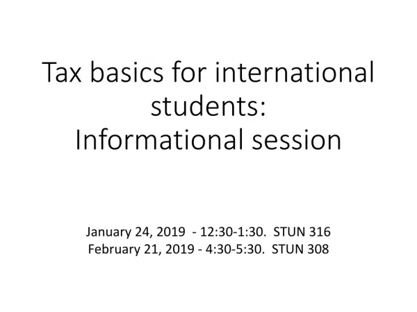 Tax basics for international students: Informational session