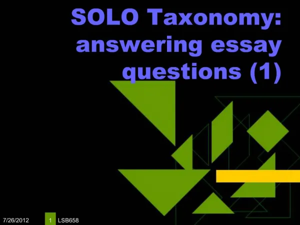 SOLO Taxonomy: answering essay questions 1