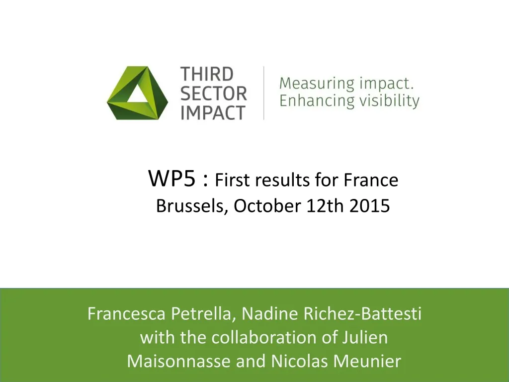 wp5 first results for france brussels october 12th 2015