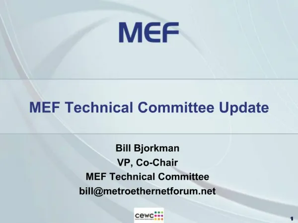 MEF Technical Committee Update