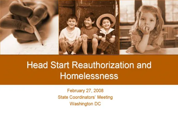 Head Start Reauthorization and Homelessness