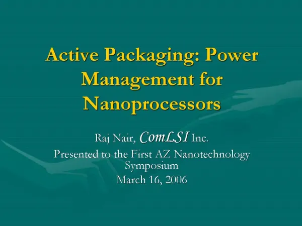 Active Packaging: Power Management for Nanoprocessors