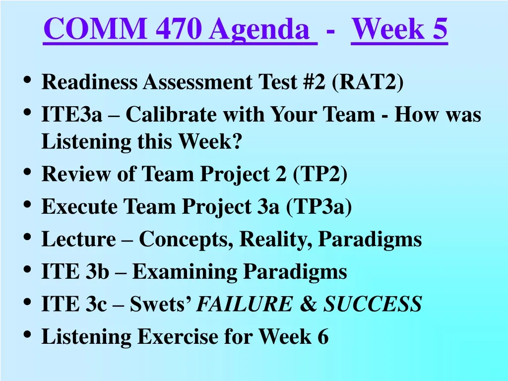 comm 470 agenda week 5
