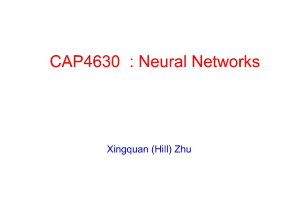 CAP4630 : Neural Networks