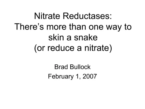Nitrate Reductases: There s more than one way to skin a snake or reduce a nitrate