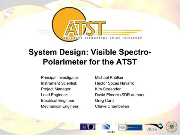 System Design: Visible Spectro-Polarimeter for the ATST
