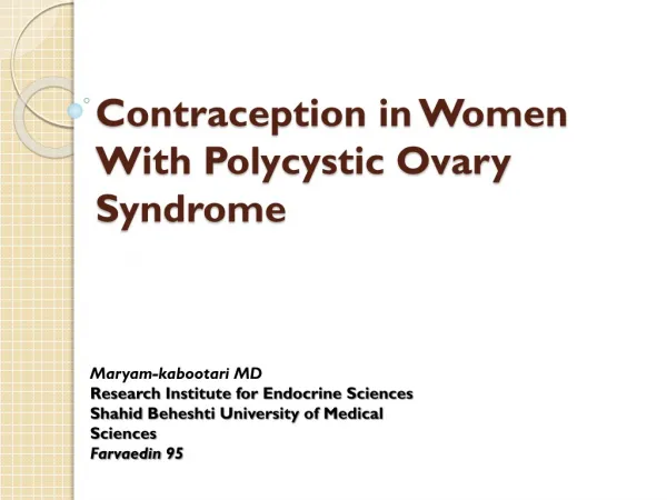 Contraception in Women With Polycystic Ovary Syndrome