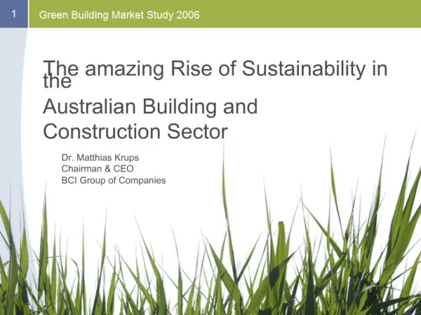 The amazing Rise of Sustainability in the Australian Building and Construction Sector