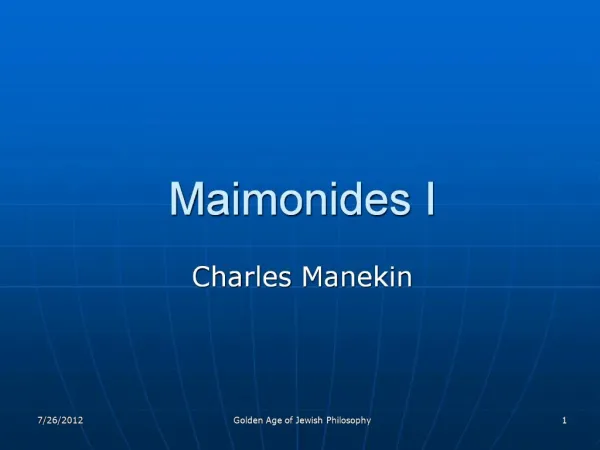 Maimonides I