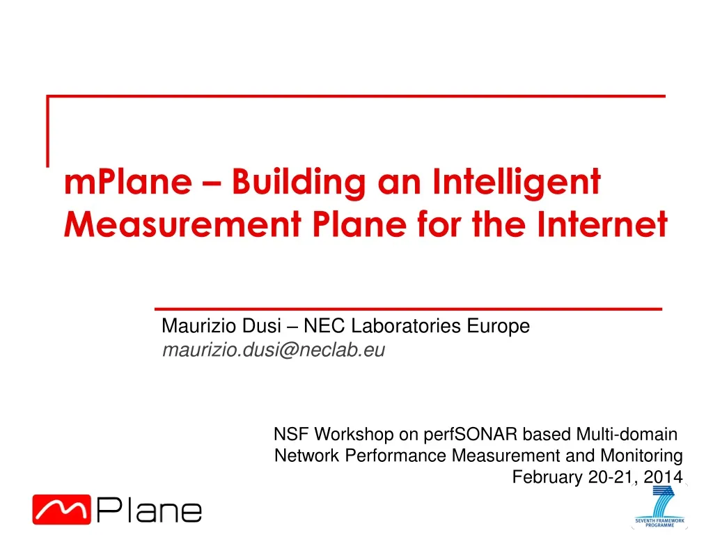 mplane building an intelligent measurement plane for the internet