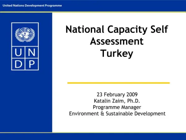 National Capacity Self Assessment Turkey