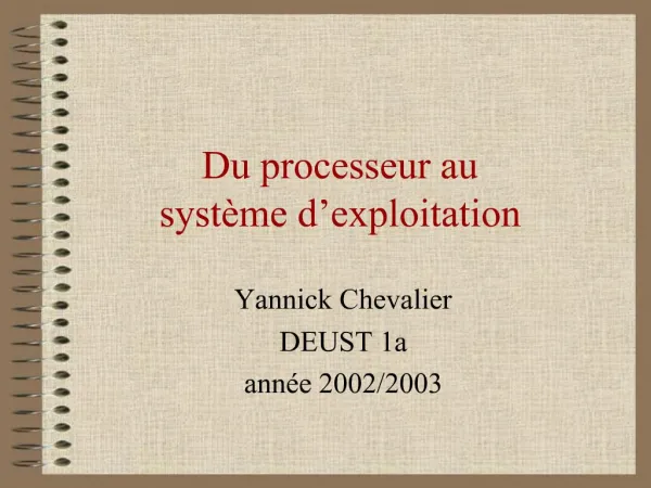 Du processeur au syst me d exploitation