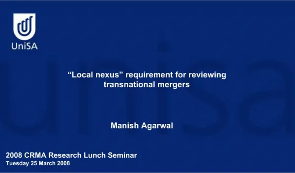 Local nexus requirement for reviewing transnational mergers