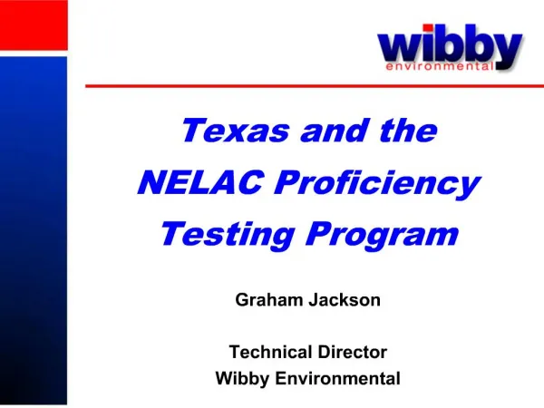Texas and the NELAC Proficiency Testing Program