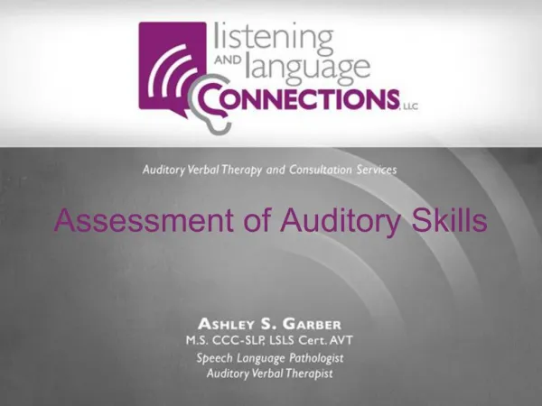 Assessment of Auditory Skills